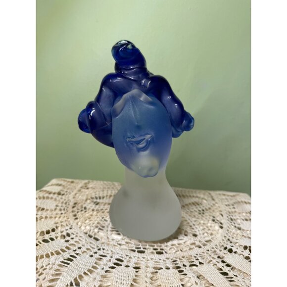 Vintage 90's Fellerman Art Glass Head Sculpture Blue Hair - Picture 6 of 16